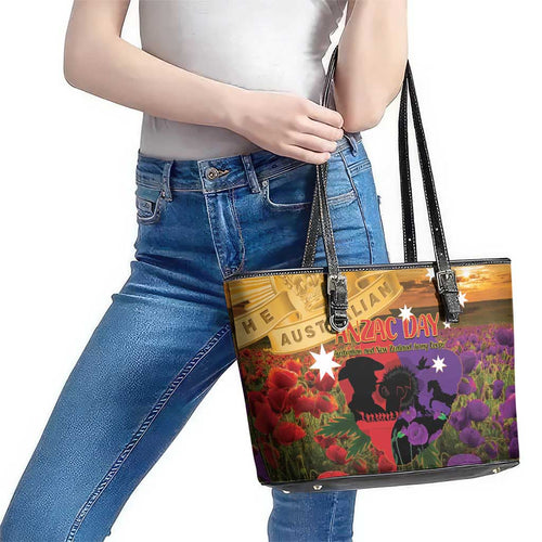 Australia ANZAC Day Leather Tote Bag Australian Army Animals Lest We Forget