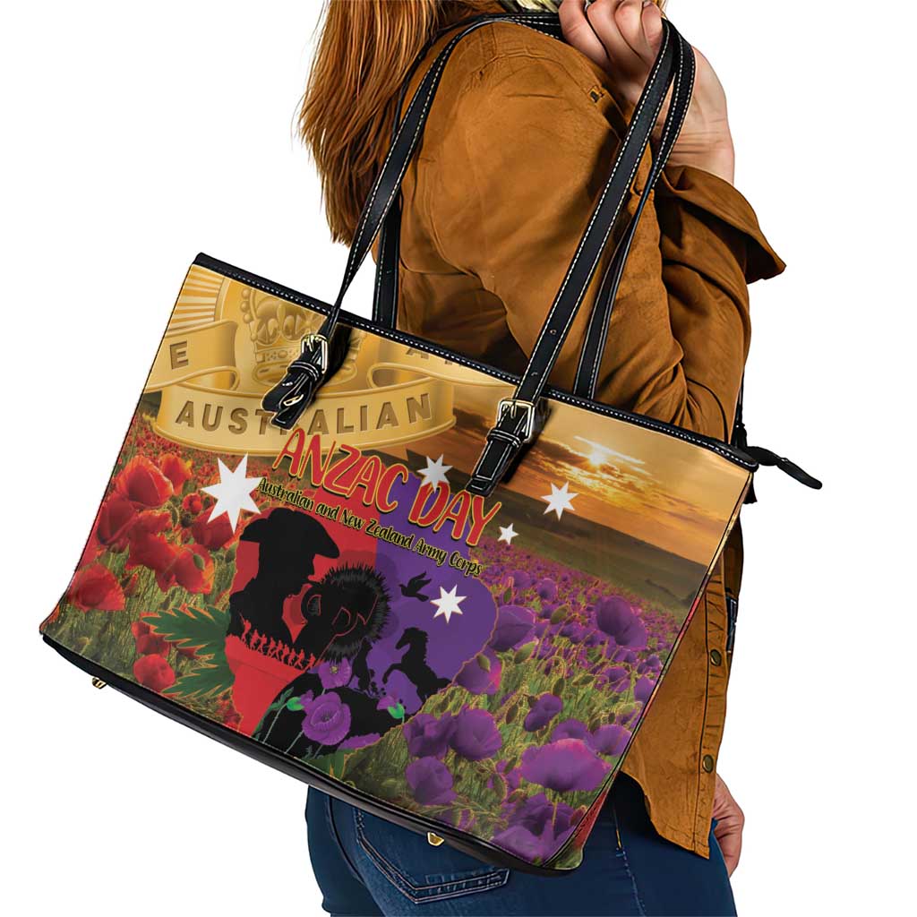 Australia ANZAC Day Leather Tote Bag Australian Army Animals Lest We Forget