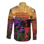 Australia ANZAC Day Long Sleeve Button Shirt Australian Army Animals Lest We Forget
