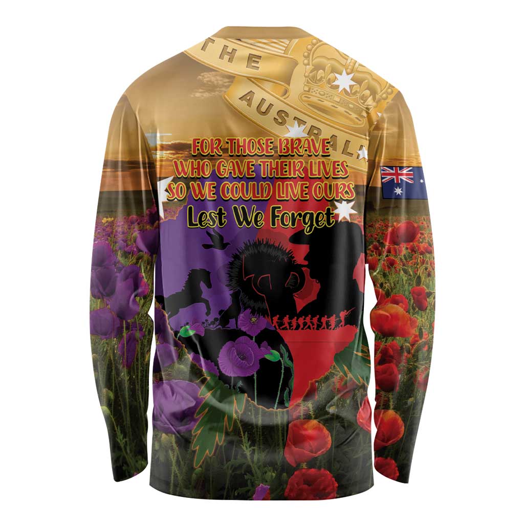Australia ANZAC Day Long Sleeve Shirt Australian Army Animals Lest We Forget