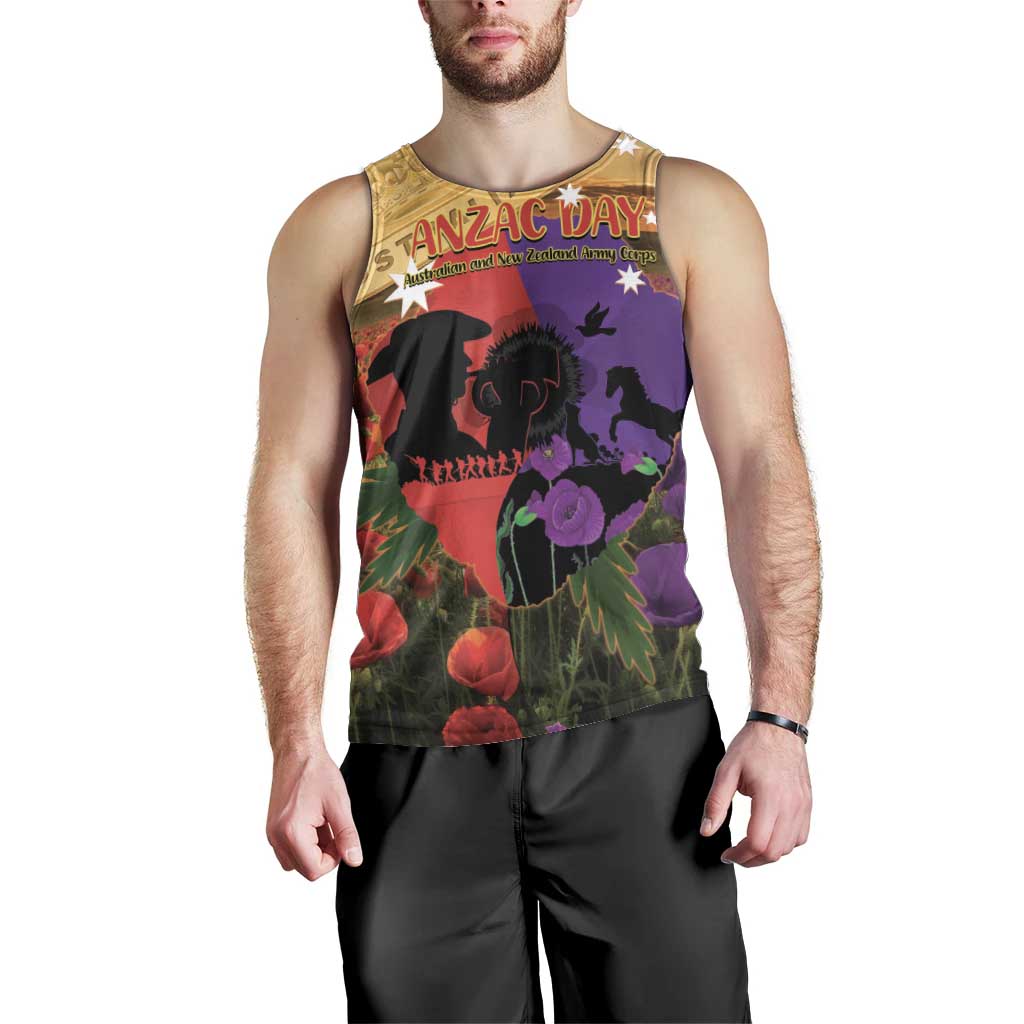Australia ANZAC Day Men Tank Top Australian Army Animals Lest We Forget
