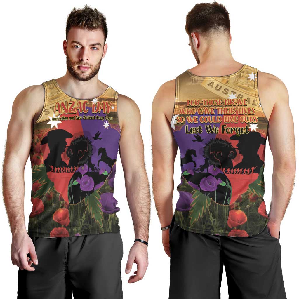 Australia ANZAC Day Men Tank Top Australian Army Animals Lest We Forget