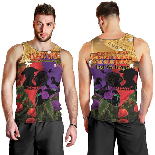 Australia ANZAC Day Men Tank Top Australian Army Animals Lest We Forget