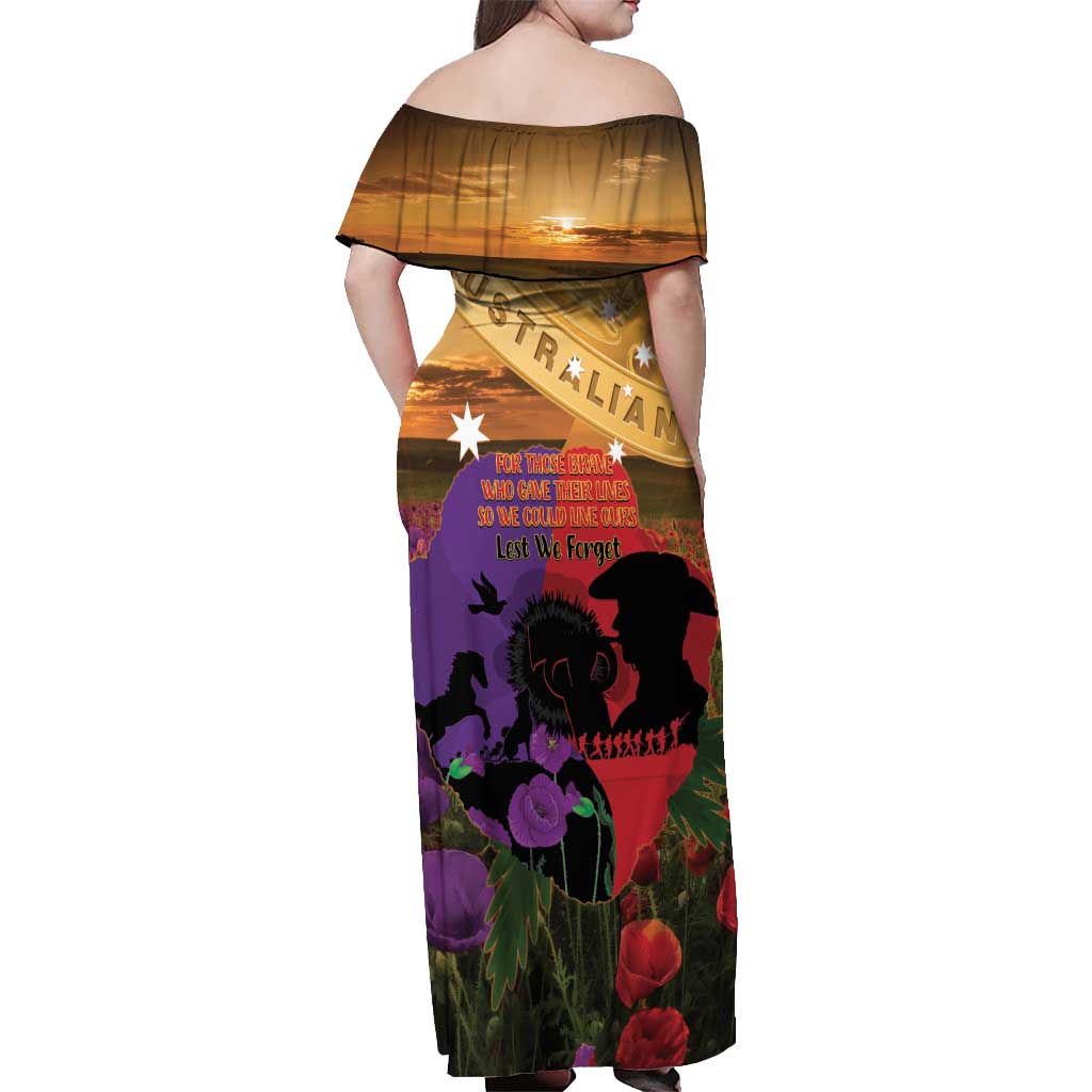 Australia ANZAC Day Off Shoulder Maxi Dress Australian Army Animals Lest We Forget