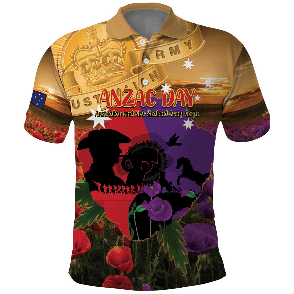 Australia ANZAC Day Polo Shirt Australian Army Animals Lest We Forget