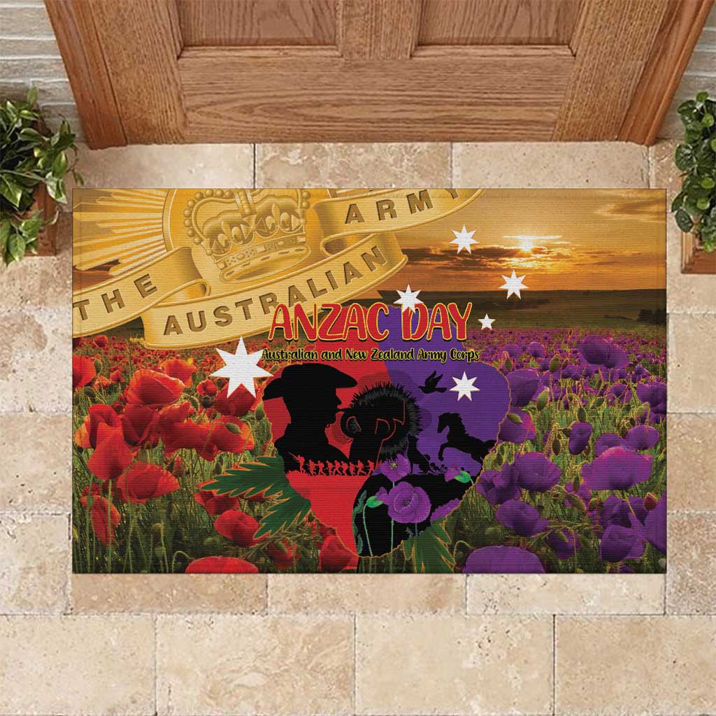 Australia ANZAC Day Rubber Doormat Australian Army Animals Lest We Forget