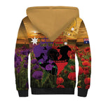 Australia ANZAC Day Sherpa Hoodie Australian Army Animals Lest We Forget