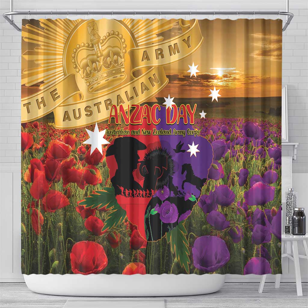 Australia ANZAC Day Shower Curtain Australian Army Animals Lest We Forget