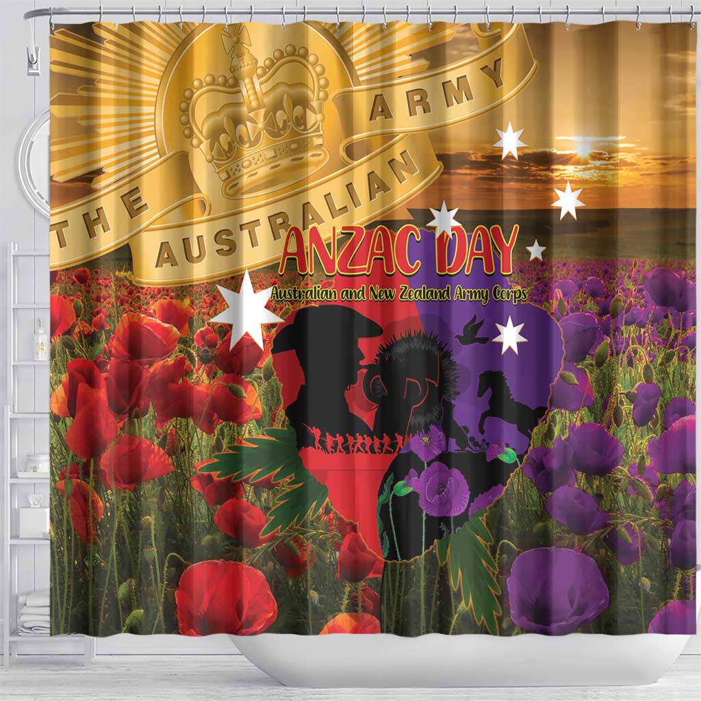 Australia ANZAC Day Shower Curtain Australian Army Animals Lest We Forget