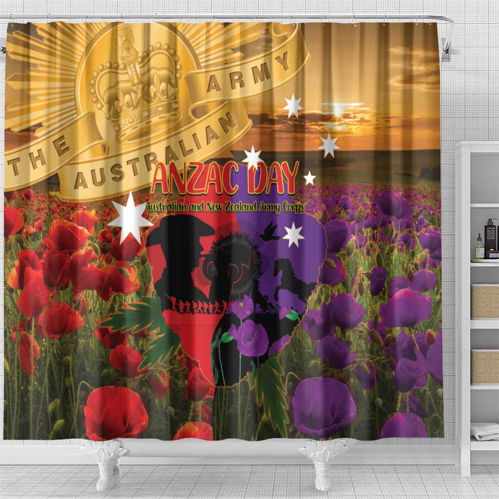 Australia ANZAC Day Shower Curtain Australian Army Animals Lest We Forget