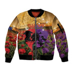 Australia ANZAC Day Sleeve Zip Bomber Jacket Australian Army Animals Lest We Forget