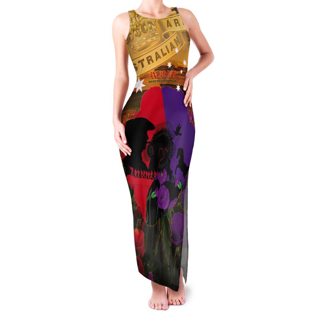 Australia ANZAC Day Tank Maxi Dress Australian Army Animals Lest We Forget