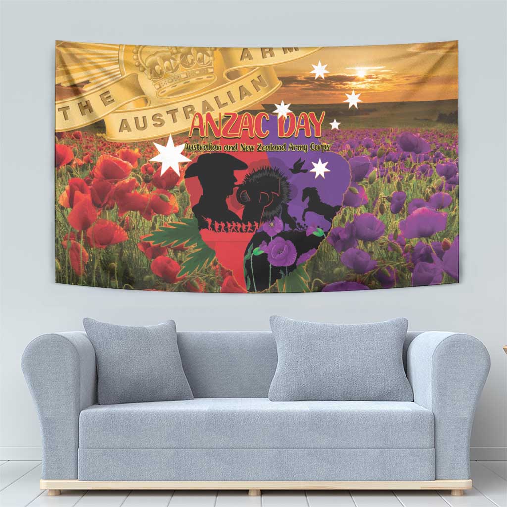 Australia ANZAC Day Tapestry Australian Army Animals Lest We Forget