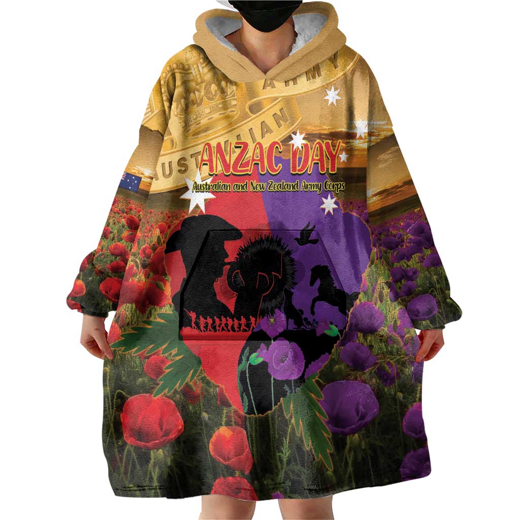 Australia ANZAC Day Wearable Blanket Hoodie Australian Army Animals Lest We Forget