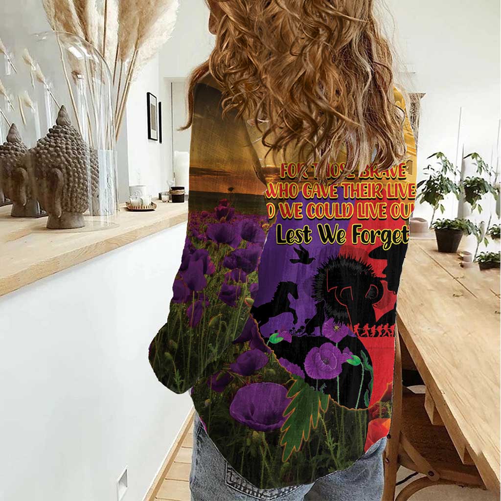 Australia ANZAC Day Women Casual Shirt Australian Army Animals Lest We Forget