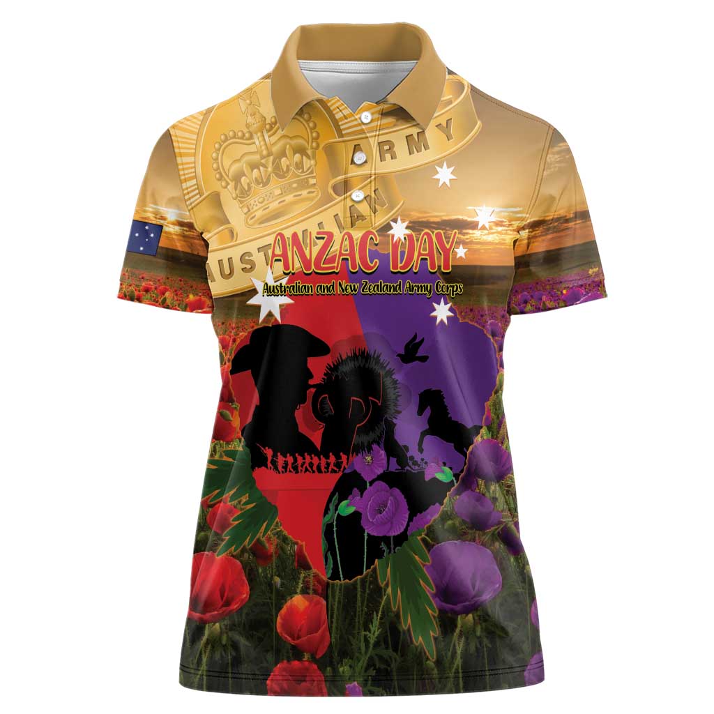 Australia ANZAC Day Women Polo Shirt Australian Army Animals Lest We Forget