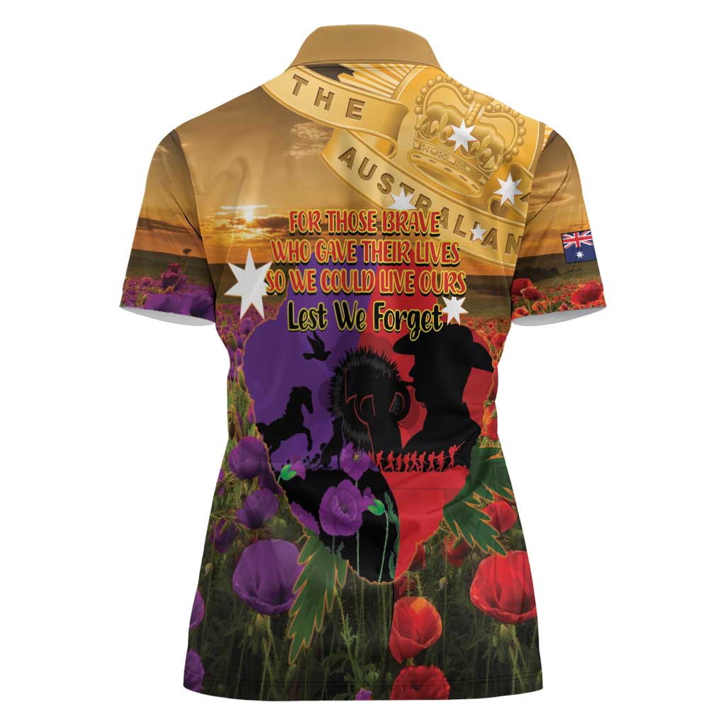 Australia ANZAC Day Women Polo Shirt Australian Army Animals Lest We Forget