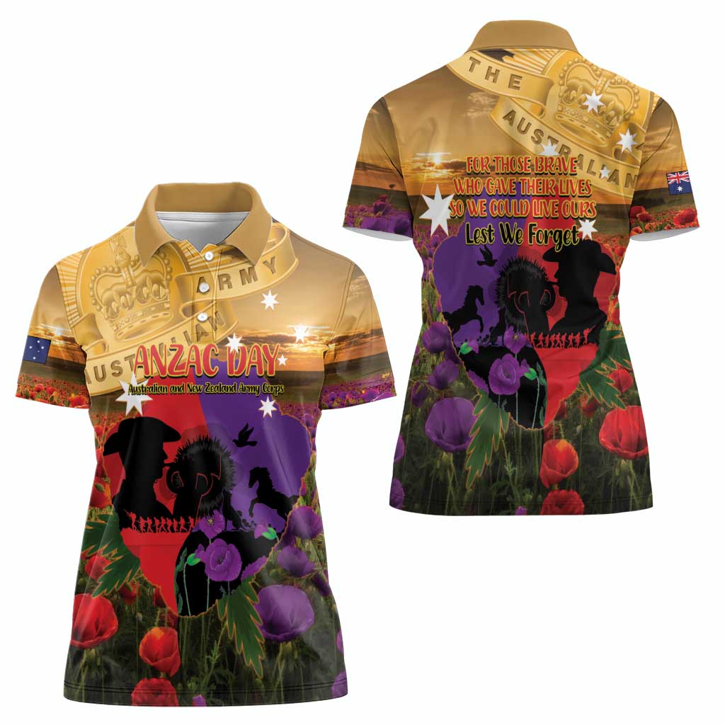 Australia ANZAC Day Women Polo Shirt Australian Army Animals Lest We Forget