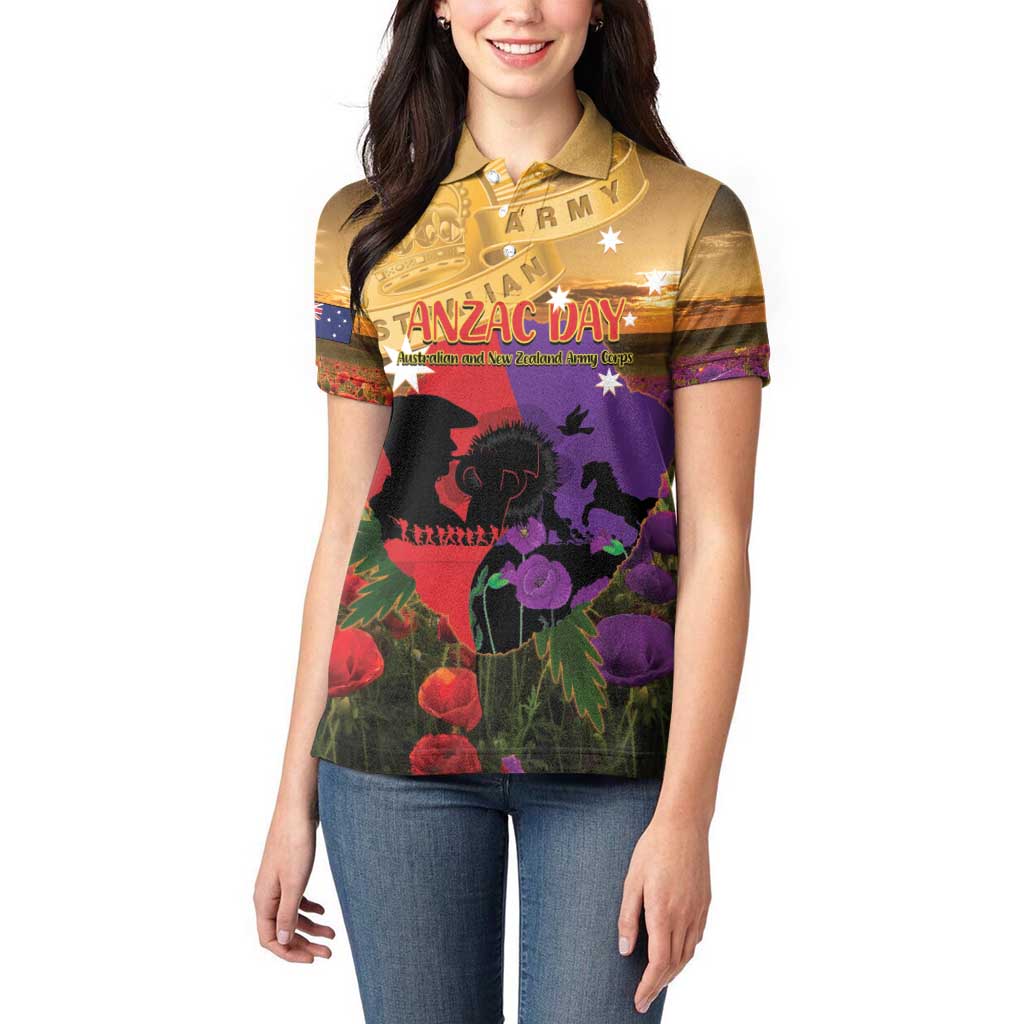 Australia ANZAC Day Women Polo Shirt Australian Army Animals Lest We Forget