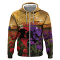 Australia ANZAC Day Zip Hoodie Australian Army Animals Lest We Forget