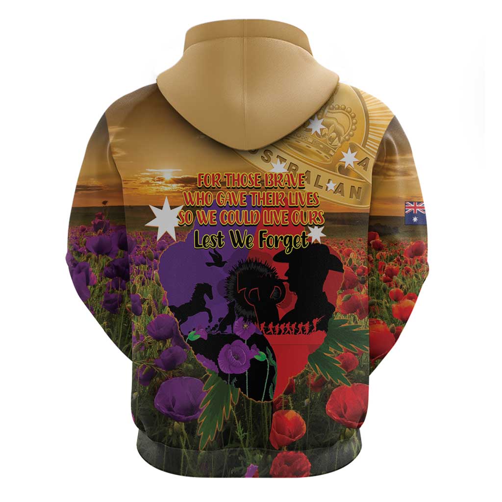 Australia ANZAC Day Zip Hoodie Australian Army Animals Lest We Forget