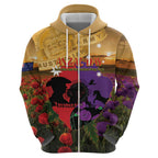 Australia ANZAC Day Zip Hoodie Australian Army Animals Lest We Forget