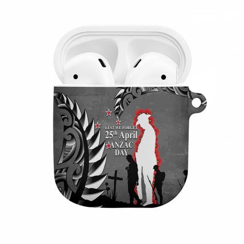 New Zealand ANZAC Day AirPods Case 25th April Silver Fern With Poppy - Aussie Hoodie