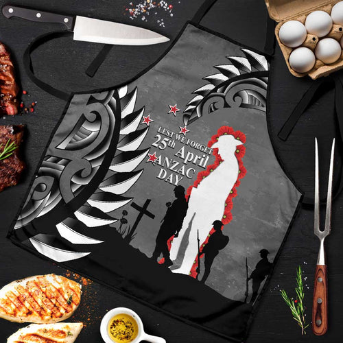 New Zealand ANZAC Day Apron 25th April Silver Fern With Poppy - Aussie Hoodie