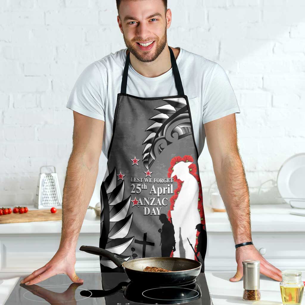 New Zealand ANZAC Day Apron 25th April Silver Fern With Poppy - Aussie Hoodie