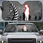 New Zealand ANZAC Day Auto Sun Shade 25th April Silver Fern With Poppy - Aussie Hoodie