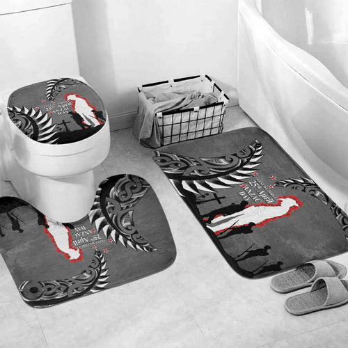 New Zealand ANZAC Day Bathroom Set 25th April Silver Fern With Poppy - Aussie Hoodie