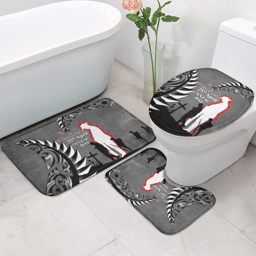 New Zealand ANZAC Day Bathroom Set 25th April Silver Fern With Poppy - Aussie Hoodie