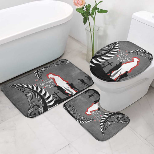 New Zealand ANZAC Day Bathroom Set 25th April Silver Fern With Poppy - Aussie Hoodie