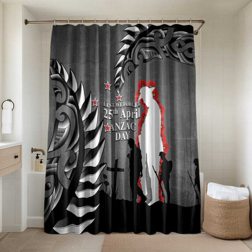 New Zealand ANZAC Day Bathroom Set 25th April Silver Fern With Poppy - Aussie Hoodie