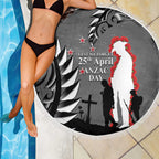 New Zealand ANZAC Day Beach Blanket 25th April Silver Fern With Poppy