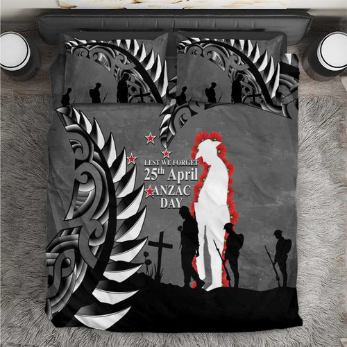 New Zealand ANZAC Day Bedding Set 25th April Silver Fern With Poppy
