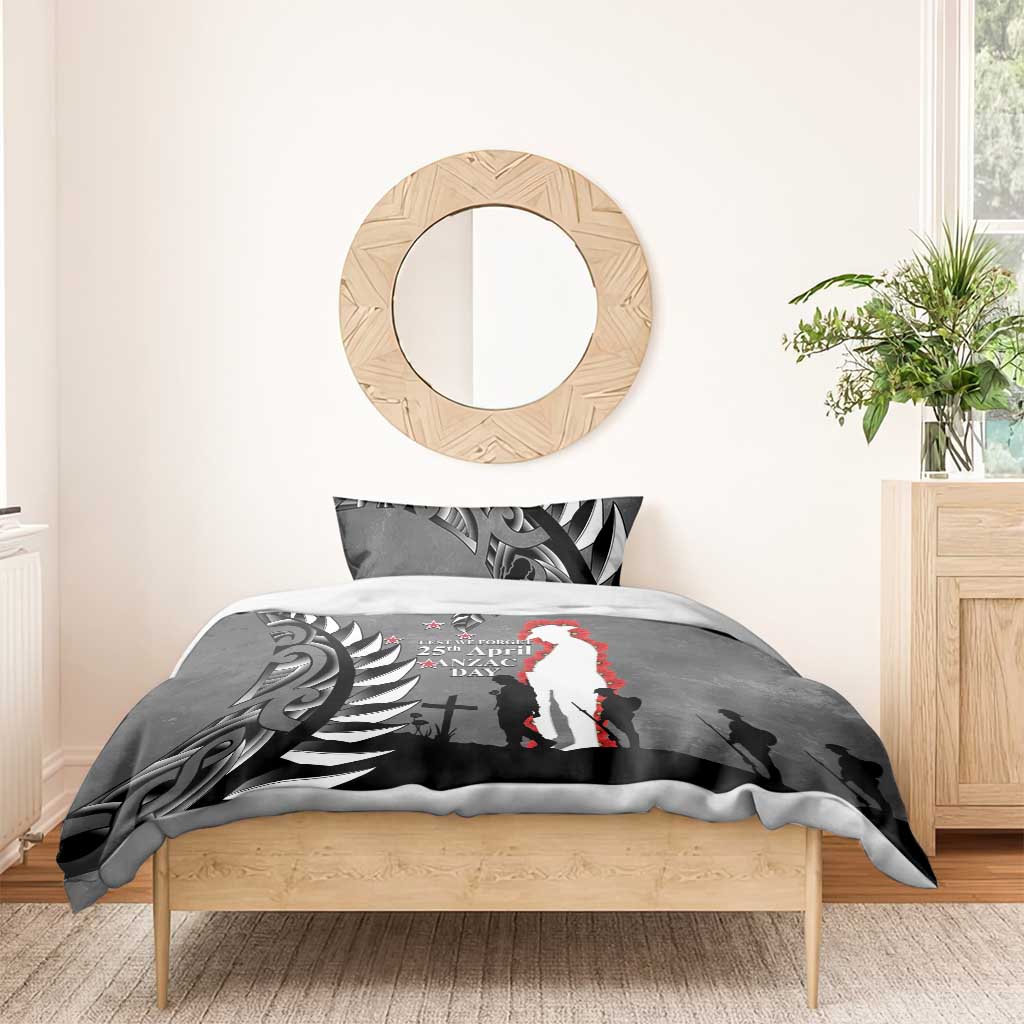 New Zealand ANZAC Day Bedding Set 25th April Silver Fern With Poppy