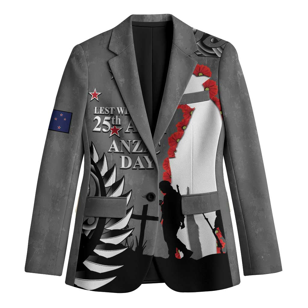 New Zealand ANZAC Day Blazer 25th April Silver Fern With Poppy - Aussie Hoodie