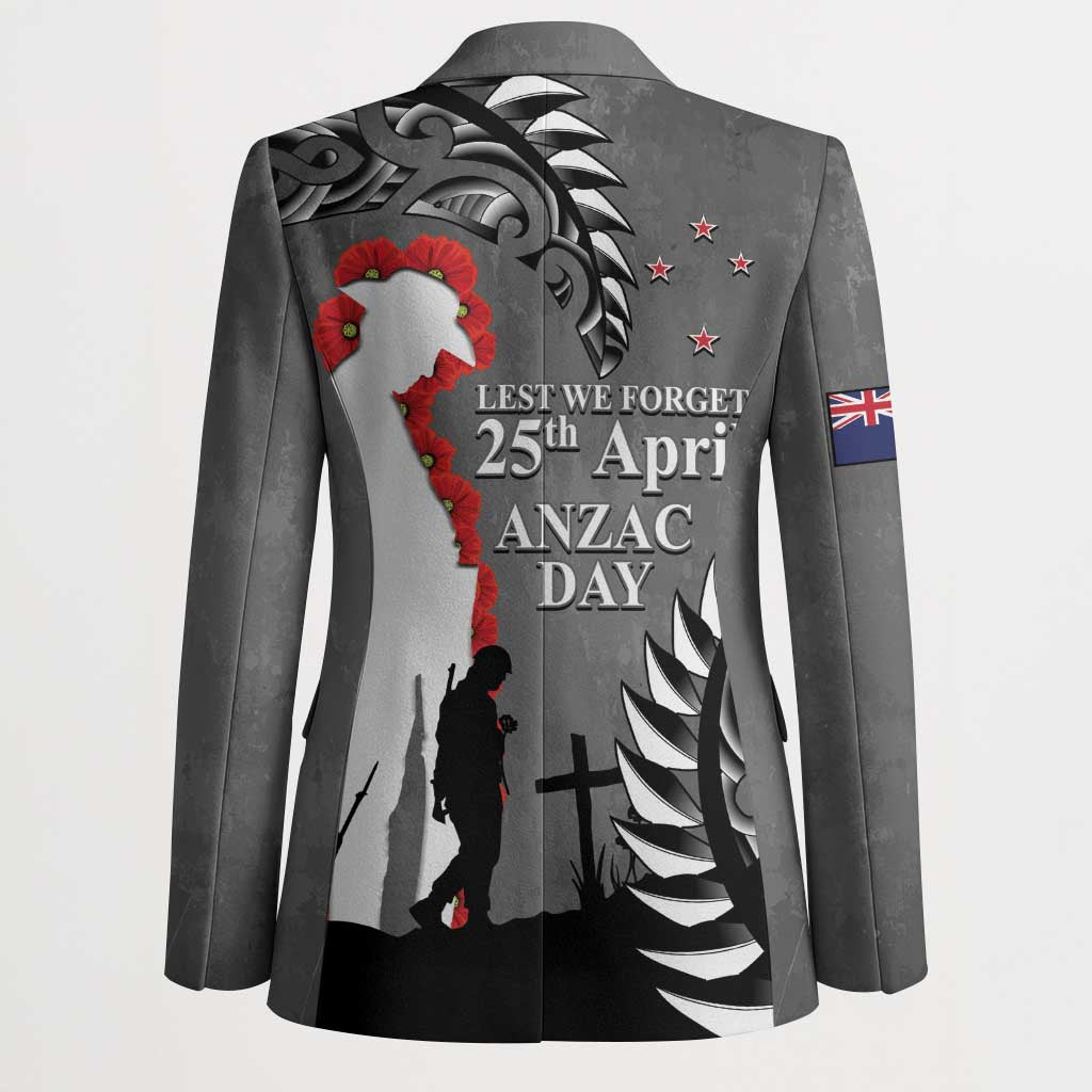 New Zealand ANZAC Day Blazer 25th April Silver Fern With Poppy - Aussie Hoodie