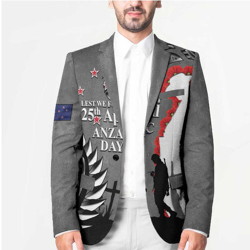 New Zealand ANZAC Day Blazer 25th April Silver Fern With Poppy - Aussie Hoodie