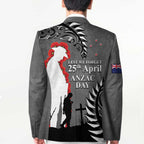 New Zealand ANZAC Day Blazer 25th April Silver Fern With Poppy - Aussie Hoodie