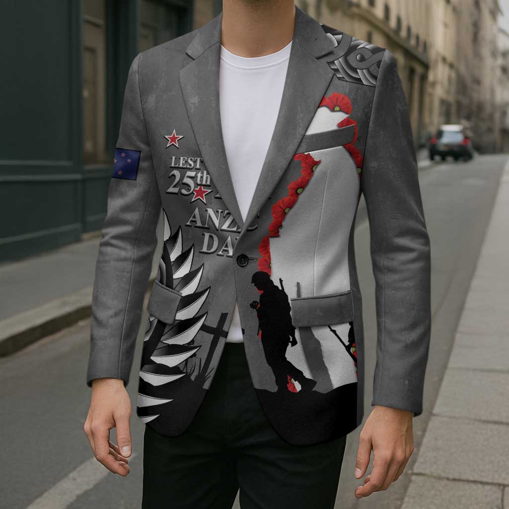 New Zealand ANZAC Day Blazer 25th April Silver Fern With Poppy - Aussie Hoodie