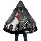 New Zealand ANZAC Day Cloak 25th April Silver Fern With Poppy - Aussie Hoodie