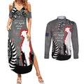 New Zealand ANZAC Day Couples Matching Summer Maxi Dress and Long Sleeve Button Shirt 25th April Silver Fern With Poppy