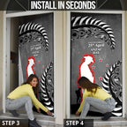 New Zealand ANZAC Day Door Cover 25th April Silver Fern With Poppy - Aussie Hoodie