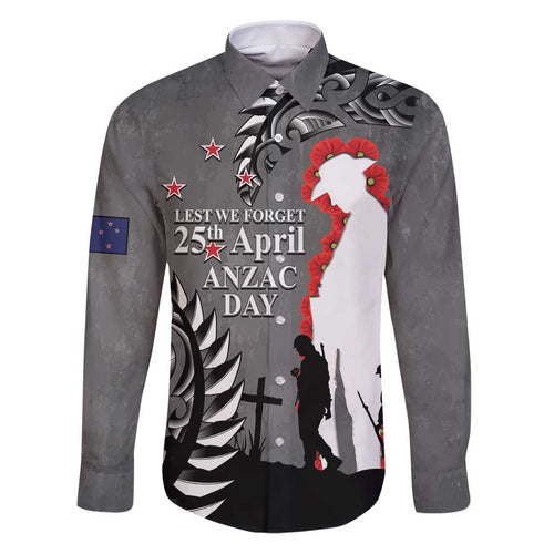 New Zealand ANZAC Day Family Matching Puletasi and Hawaiian Shirt 25th April Silver Fern With Poppy