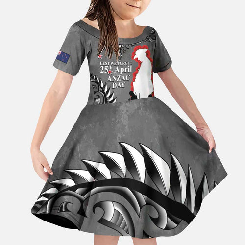 New Zealand ANZAC Day Family Matching Summer Maxi Dress and Hawaiian Shirt 25th April Silver Fern With Poppy