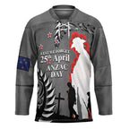 New Zealand ANZAC Day Hockey Jersey 25th April Silver Fern With Poppy - Aussie Hoodie