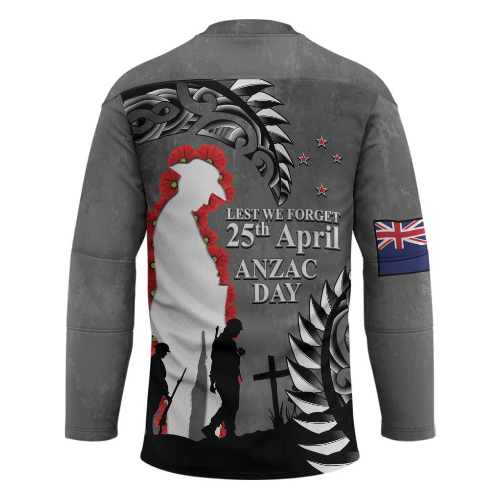New Zealand ANZAC Day Hockey Jersey 25th April Silver Fern With Poppy - Aussie Hoodie