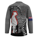 New Zealand ANZAC Day Hockey Jersey 25th April Silver Fern With Poppy - Aussie Hoodie